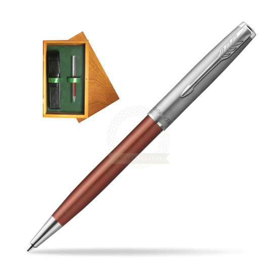 Parker Sonnet Sand Blasted Metal Orange CT Ballpoint Pen in single wooden box Honey Single Green