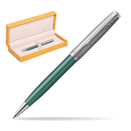 Parker Sonnet Sand Blasted Metal Green CT Penna a Sfera in suede box yellow
