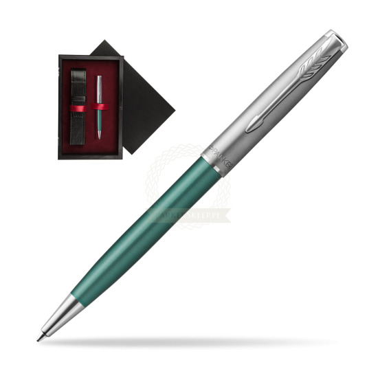 Parker Sonnet Sand Blasted Metal Green CT Penna a Sfera in single wooden box Black Single Maroon