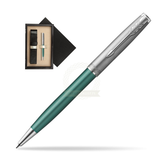 Parker Sonnet Sand Blasted Metal Green CT Penna a Sfera in single wooden box Wenge Single Ecru