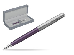 Parker Sonnet Sand Blasted Metal Violet CT Penna a Sfera in suede box grey