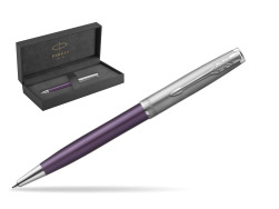 Parker Sonnet Sand Blasted Metal Violet CT Penna a Sfera in original Parker Prestige box
