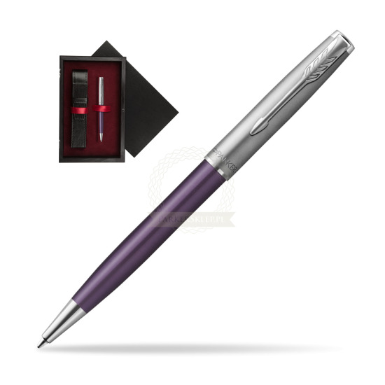Parker Sonnet Sand Blasted Metal Violet CT Penna a Sfera in single wooden box Black Single Maroon