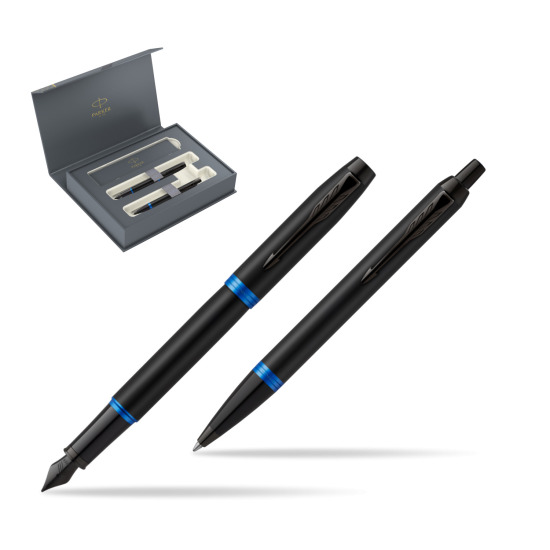 Parker IM VIBRANT RING Marine Blue Penna Stilografica +  Penna a Sfera Set regalo 
