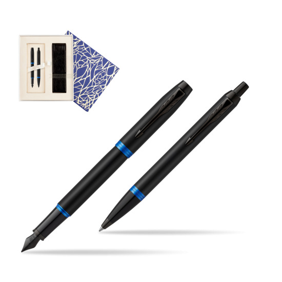 Parker IM VIBRANT RING Marine Blue Penna Stilografica +  Penna a Sfera Set regalo  Universal Crystal Blue