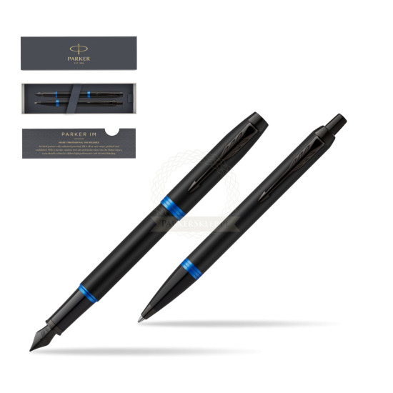 Parker IM VIBRANT RING Marine Blue Penna Stilografica +  Penna a Sfera Set regalo 