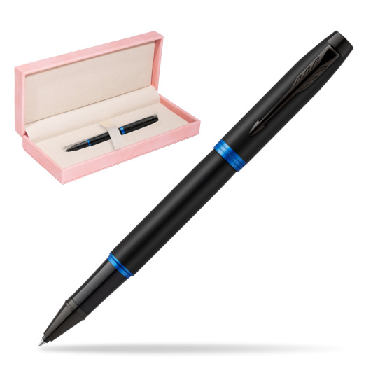 Parker IM PROFESSIONALS VIBRANT RING Marine Blue Rollerball in suede box pink