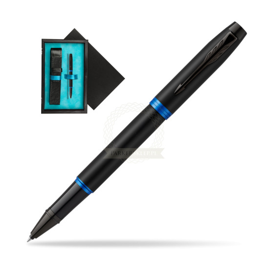 Parker IM PROFESSIONALS VIBRANT RING Marine Blue Rollerball in single wooden box Black Single Turquoise