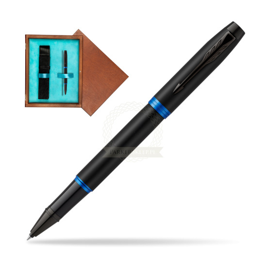 Parker IM PROFESSIONALS VIBRANT RING Marine Blue Rollerball in single wooden box Mahogany Single Turquoise 
