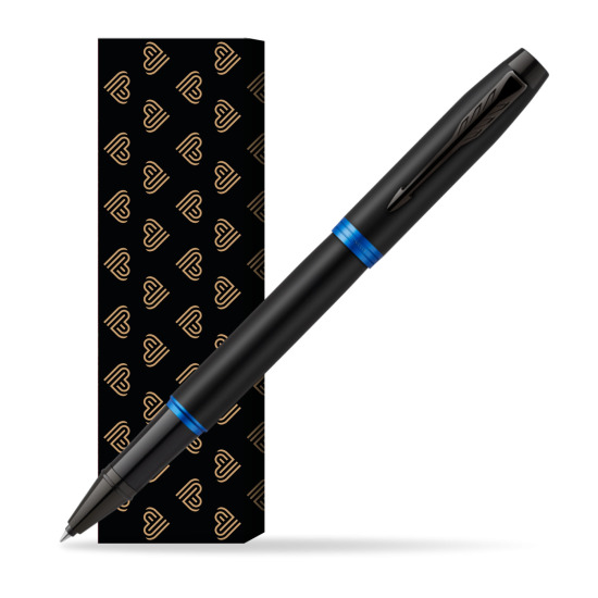 Parker IM PROFESSIONALS VIBRANT RING Marine Blue Rollerball in cover Golden Hearts