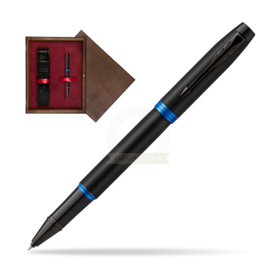 Parker IM PROFESSIONALS VIBRANT RING Marine Blue Rollerball in single wooden box Wenge Single Maroon
