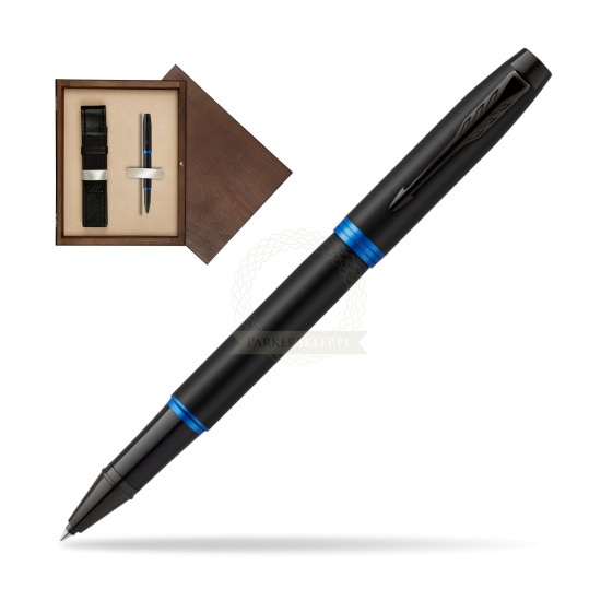 Parker IM PROFESSIONALS VIBRANT RING Marine Blue Rollerball in single wooden box Wenge Single Ecru