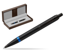 Parker IM PROFESSIONALS VIBRANT RING Marine Blue Ballpoint Pen in the brown leather box