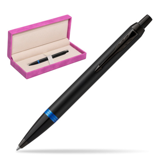 Parker IM PROFESSIONALS VIBRANT RING Marine Blue Penna a Sfera in suede box fuchsia