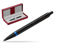 Parker IM PROFESSIONALS VIBRANT RING Marine Blue Ballpoint Pen in the red leather box