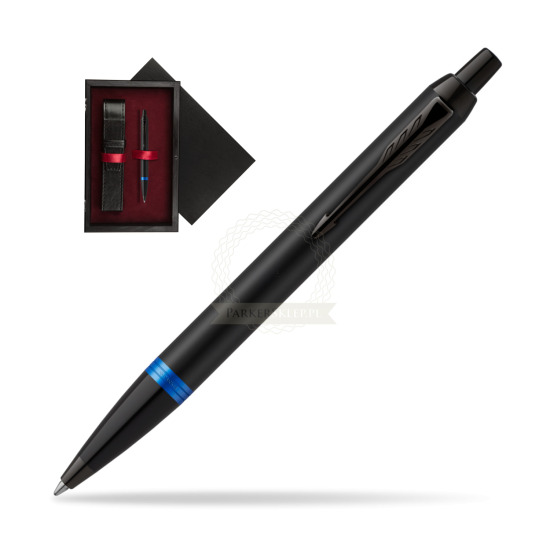 Parker IM PROFESSIONALS VIBRANT RING Marine Blue Penna a Sfera in single wooden box Black Single Maroon