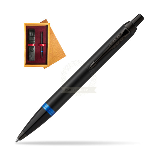 Parker IM PROFESSIONALS VIBRANT RING Marine Blue Penna a Sfera in single wooden box Honey Single Maroon