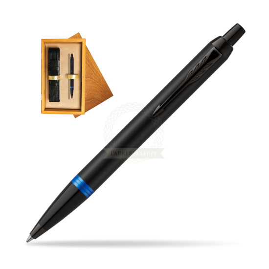 Parker IM PROFESSIONALS VIBRANT RING Marine Blue Penna a Sfera in single wooden box Honey Single Ecru