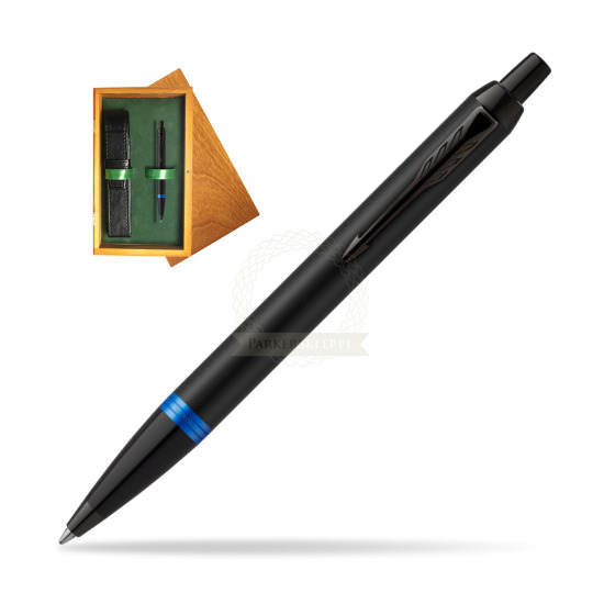 Parker IM PROFESSIONALS VIBRANT RING Marine Blue Penna a Sfera in single wooden box Honey Single Green