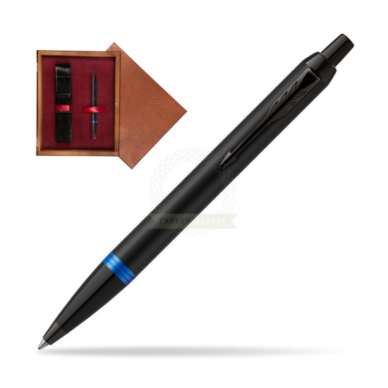 Parker IM PROFESSIONALS VIBRANT RING Marine Blue Penna a Sfera in single wooden box Mahogany Single Maroon