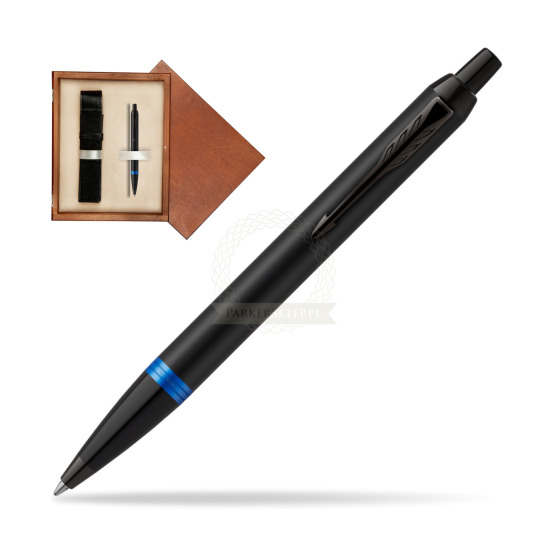 Parker IM PROFESSIONALS VIBRANT RING Marine Blue Penna a Sfera in single wooden box Mahogany Single Ecru