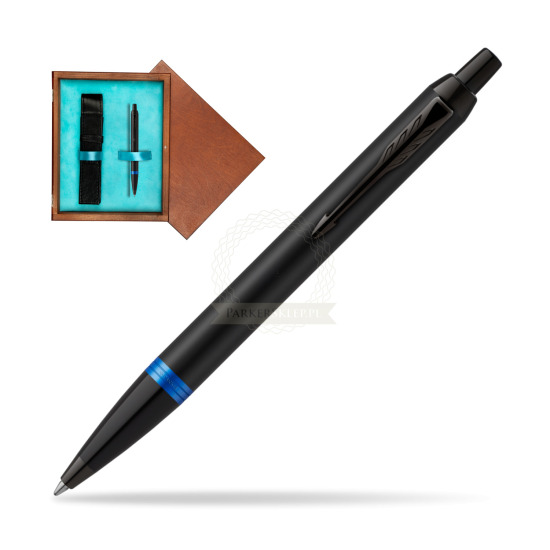 Parker IM PROFESSIONALS VIBRANT RING Marine Blue Penna a Sfera in single wooden box Mahogany Single Turquoise 