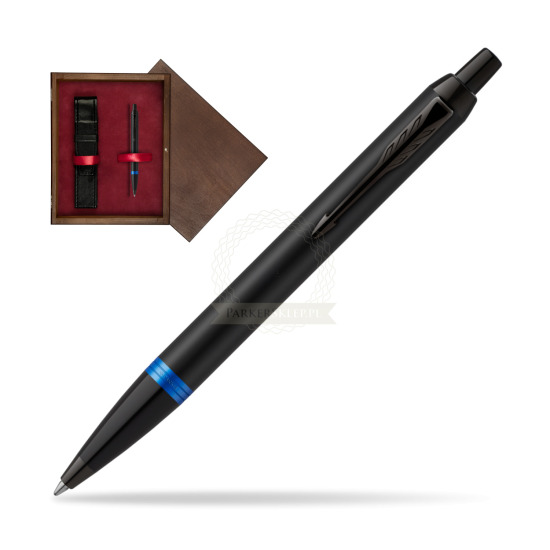 Parker IM PROFESSIONALS VIBRANT RING Marine Blue Penna a Sfera in single wooden box Wenge Single Maroon