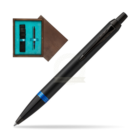 Parker IM PROFESSIONALS VIBRANT RING Marine Blue Penna a Sfera in single wooden box Wenge Single Turquoise 