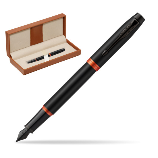 Parker IM PROFESSIONALS VIBRANT RING Flame Orange Penna Stilografica  in classic box brown