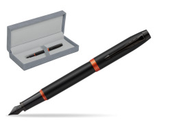 Parker IM PROFESSIONALS VIBRANT RING Flame Orange Penna Stilografica in suede box grey