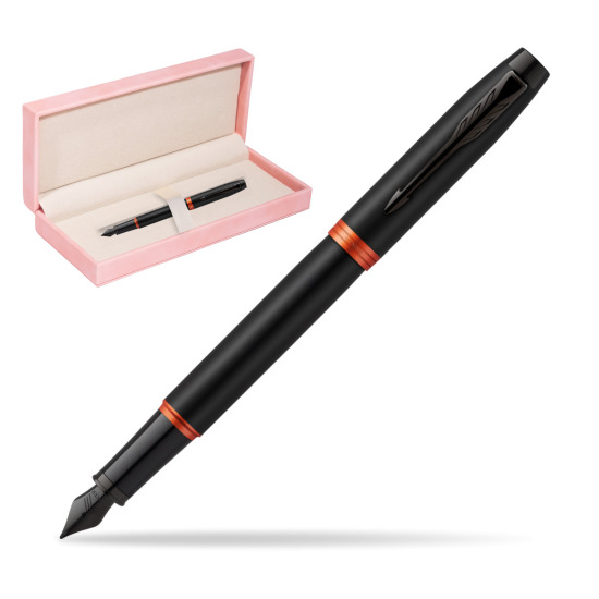 Parker IM PROFESSIONALS VIBRANT RING Flame Orange Penna Stilografica in suede box pink