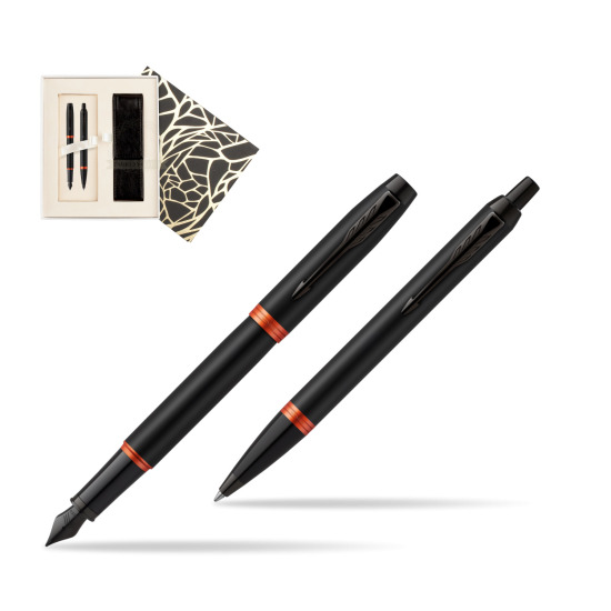 Parker IM VIBRANT RING Flame Orange Penna Stilografica +  Penna a Sfera Set regalo  Standard