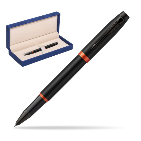 Parker IM PROFESSIONALS VIBRANT RING Flame Orange Rollerball in suede box navy blue