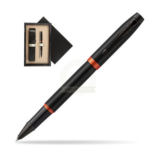 Parker IM PROFESSIONALS VIBRANT RING Flame Orange Rollerball in single wooden box Wenge Single Ecru