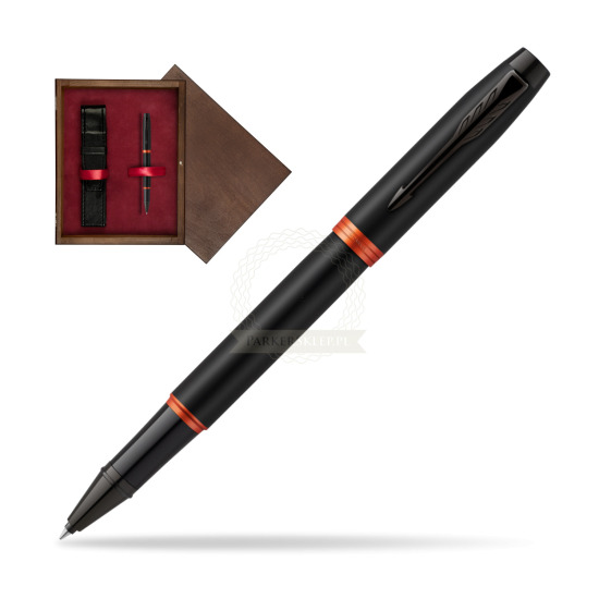 Parker IM PROFESSIONALS VIBRANT RING Flame Orange Rollerball in single wooden box Wenge Single Maroon