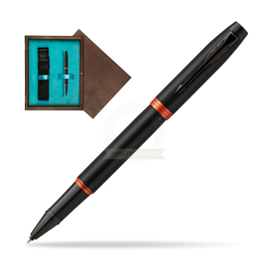 Parker IM PROFESSIONALS VIBRANT RING Flame Orange Rollerball in single wooden box Wenge Single Turquoise 