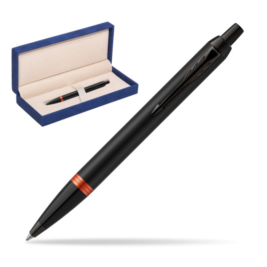 Parker IM PROFESSIONALS VIBRANT RING Flame Orange Penna a Sfera in suede box navy blue