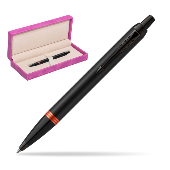Parker IM PROFESSIONALS VIBRANT RING Flame Orange Penna a Sfera in suede box fuchsia