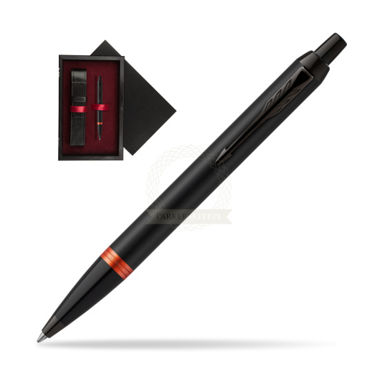 Parker IM PROFESSIONALS VIBRANT RING Flame Orange Penna a Sfera in single wooden box Black Single Maroon