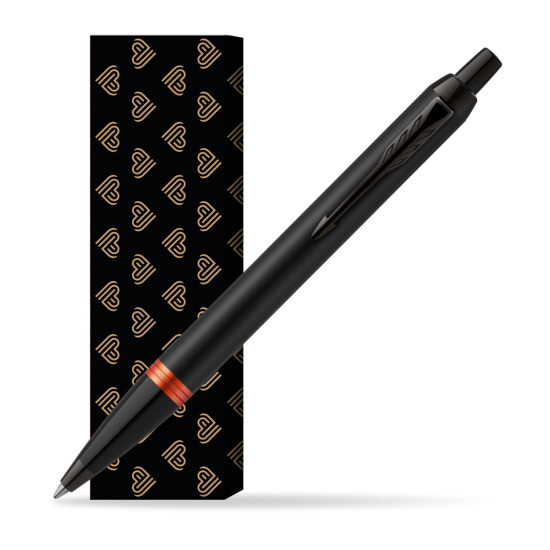 Parker IM PROFESSIONALS VIBRANT RING Flame Orange Penna a Sfera in cover Golden Hearts