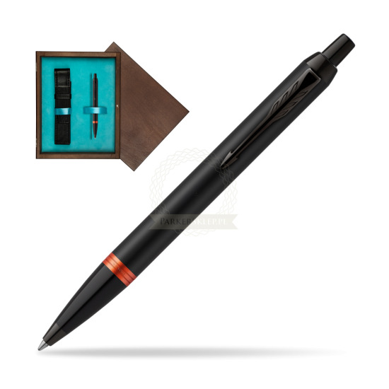 Parker IM PROFESSIONALS VIBRANT RING Flame Orange Penna a Sfera in single wooden box Wenge Single Turquoise 