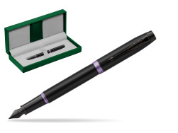 Parker IM PROFESSIONALS VIBRANT RING Amethyst Purple Fountain Pen in the green leather box