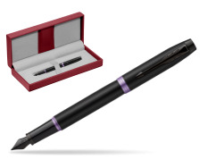 Parker IM PROFESSIONALS VIBRANT RING Amethyst Purple Fountain Pen in the red leather box