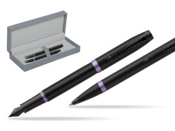 Parker IM VIBRANT RING Amethyst Purple Penna Stilografica + Penna a Sfera Set regalo in suede box grey