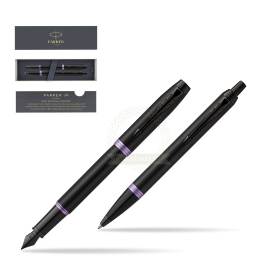 Parker IM VIBRANT RING Amethyst Purple Fountain Pen + Ballpoint Pen in a Gift Box