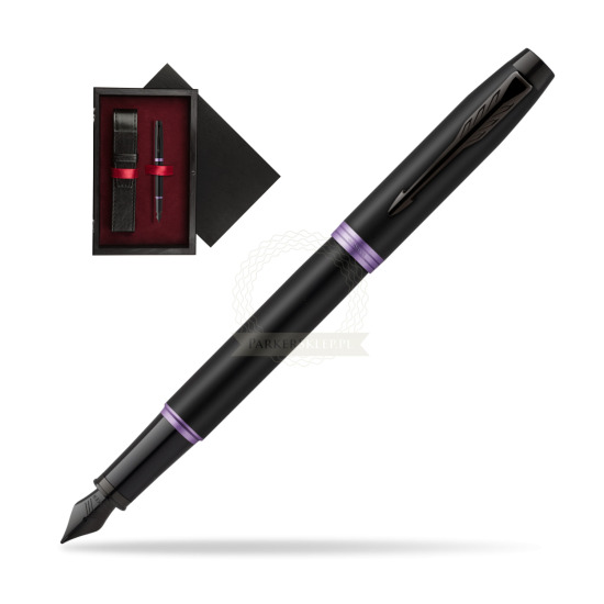 Parker IM PROFESSIONALS VIBRANT RING Amethyst Purple Penna Stilografica in single wooden box Black Single Maroon
