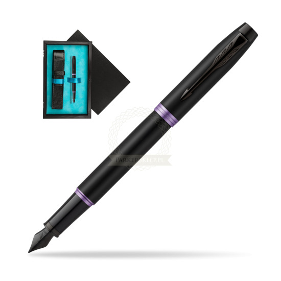 Parker IM PROFESSIONALS VIBRANT RING Amethyst Purple Penna Stilografica in single wooden box Black Single Turquoise