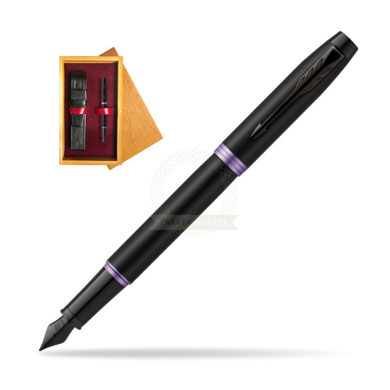 Parker IM PROFESSIONALS VIBRANT RING Amethyst Purple Penna Stilografica in single wooden box Honey Single Maroon