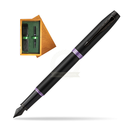 Parker IM PROFESSIONALS VIBRANT RING Amethyst Purple Penna Stilografica in single wooden box Honey Single Green