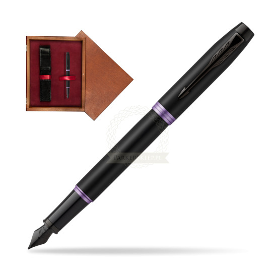 Parker IM PROFESSIONALS VIBRANT RING Amethyst Purple Penna Stilografica in single wooden box Mahogany Single Maroon